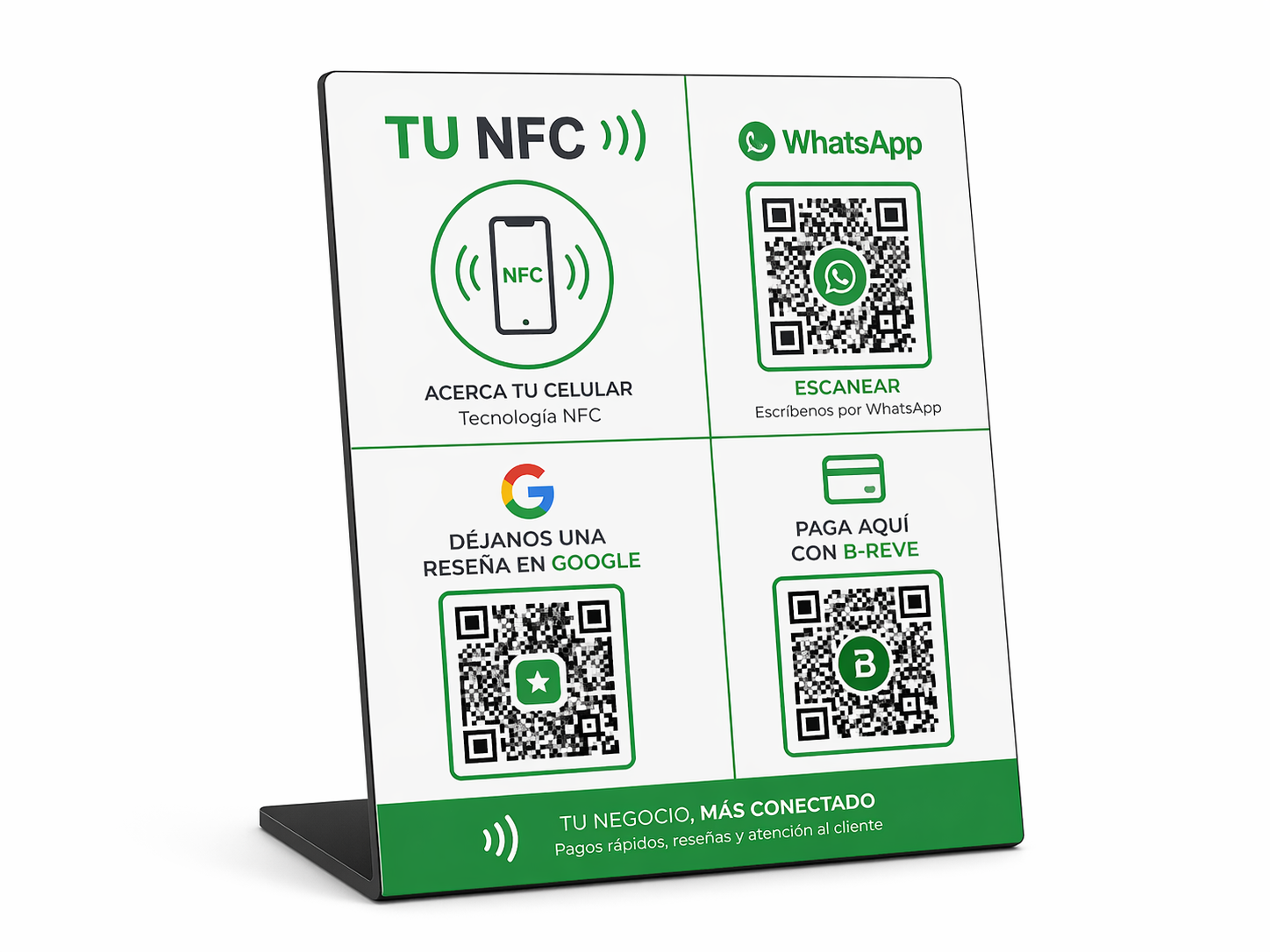 LETRERO NFC PERSONALIZADO (pagos,reseñas,contacto)